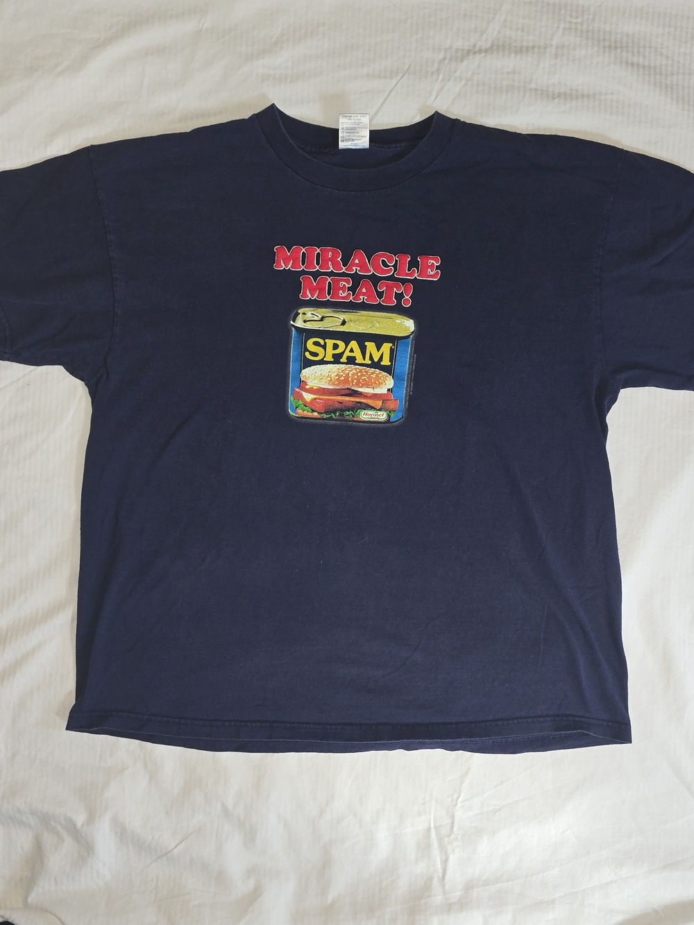 Vintage Delta Navy 'Miracle Meat!' 100% Cotton SPAM Graphic Tee